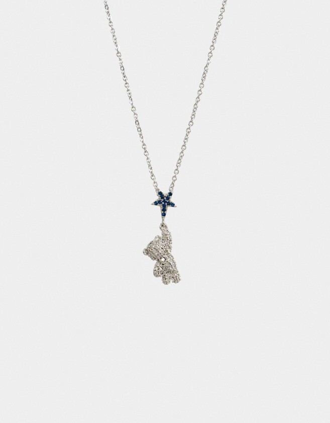 Cadena Corta con Dije Packaging especial Collar De Oso Con Strass - Plateado