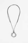 Collar cordón dije circular metal plateado