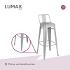 Taburete Tolix en metal con respaldo Gris