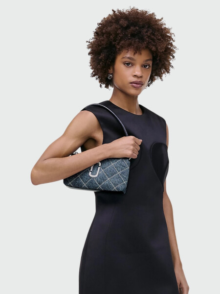 MARC JACOBS -THE QUILTED DENIM SNAPSHOT CONVERTIBLE SHOULDER BAG Azul