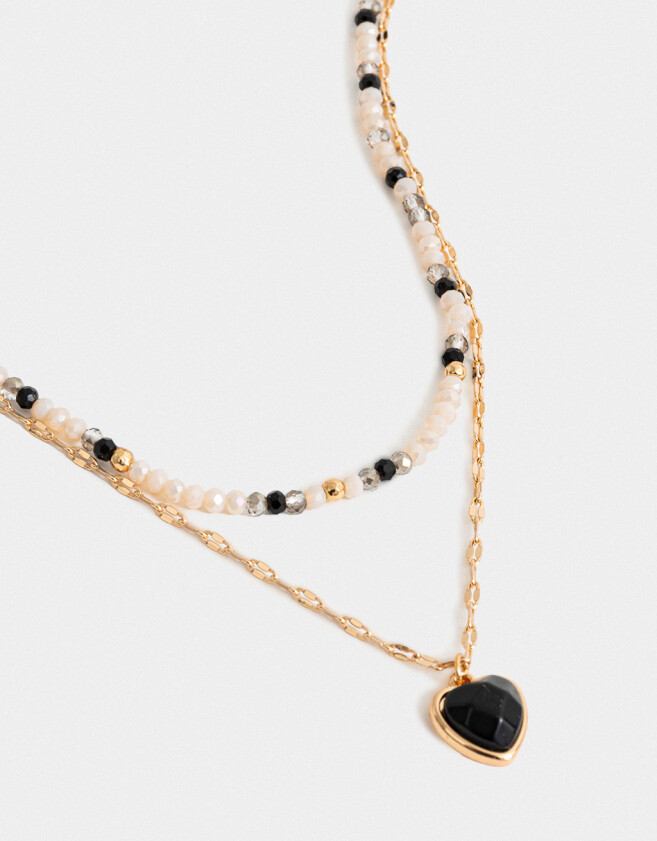 Collares Cortos Con Piedra Natural Collar Corto Bañado En Oro Con Piedra Natural - Dorado