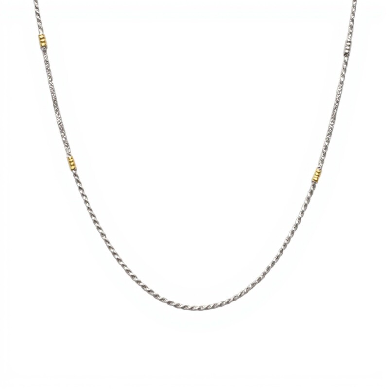 Cadena Espiga-Plata y Oro-Sin Piedra-CD5017 sinpiedra