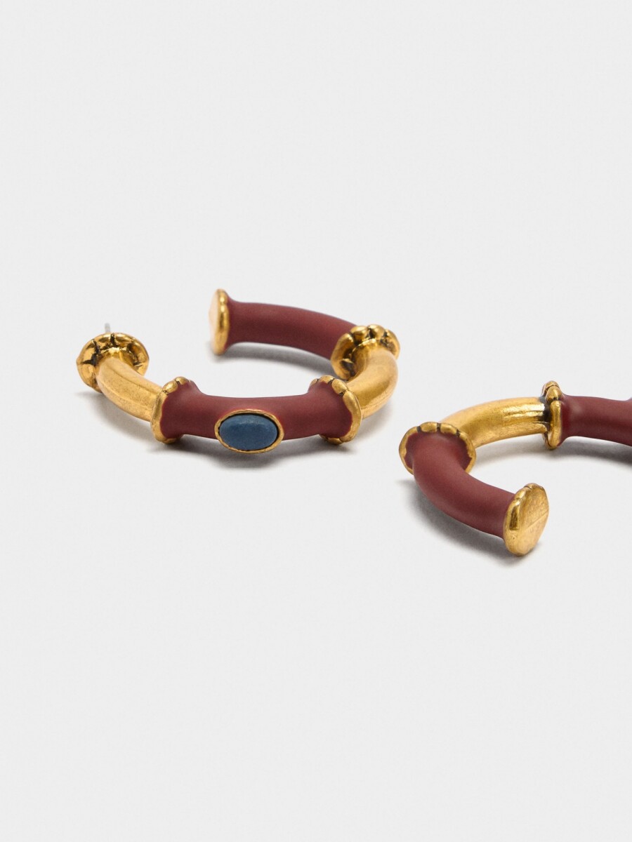Aros Abiertos Con Piedra multicolor