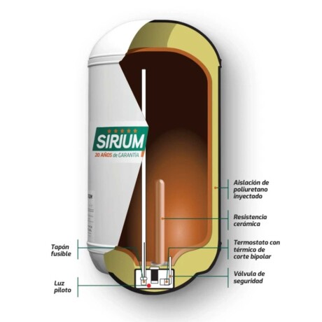 TERMOTANQUE SIRIUM 30 LITROS COBRE BLANCO 30CCBLANCO