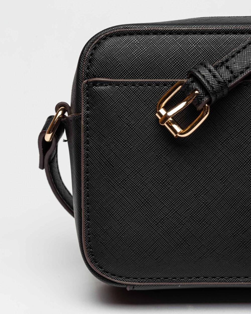 Mini Bag Lane En Efecto Cuero Zaffiano Negro