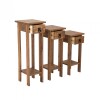 Conjunto Set De Mesas Pedestal Madera Maciza Linea Mexicana Oscuro