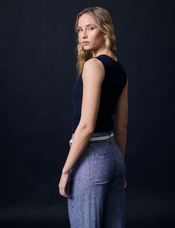 Pantalon Lino Cinto AZUL