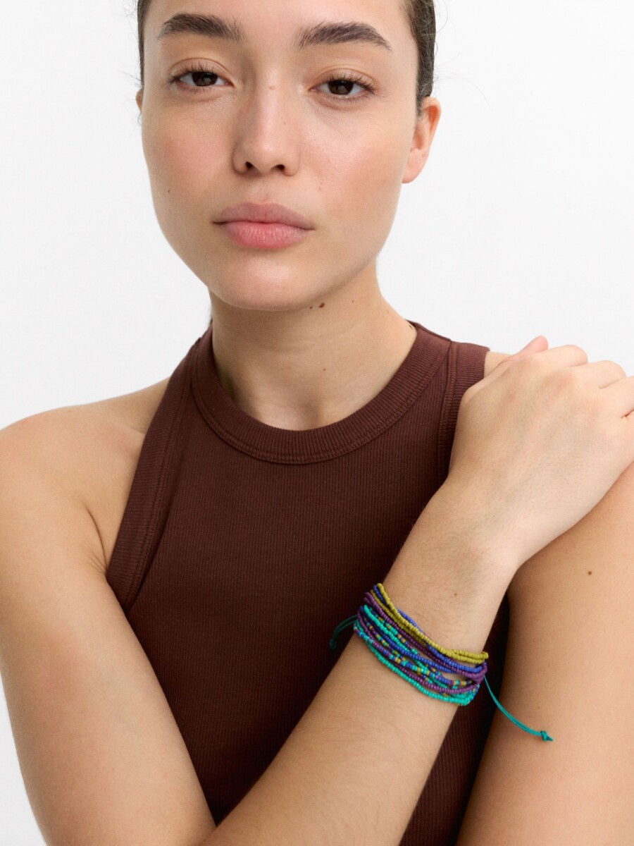 Pulsera Regulable Multicolor Con Abalorios multicolor