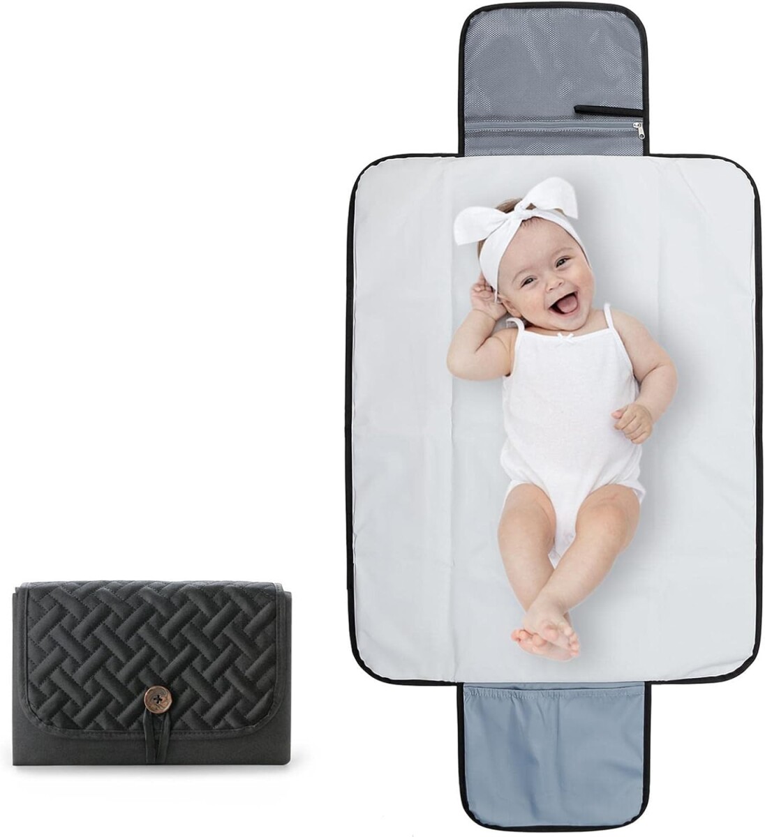 Cambiador portatil capitoneado XL - Negro 