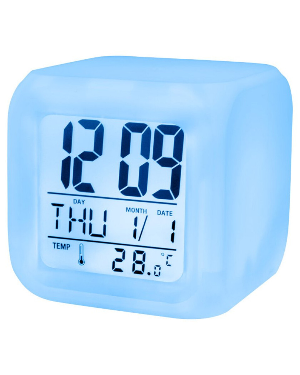 Reloj despertador con luz veladora LED con termómetro y fecha 