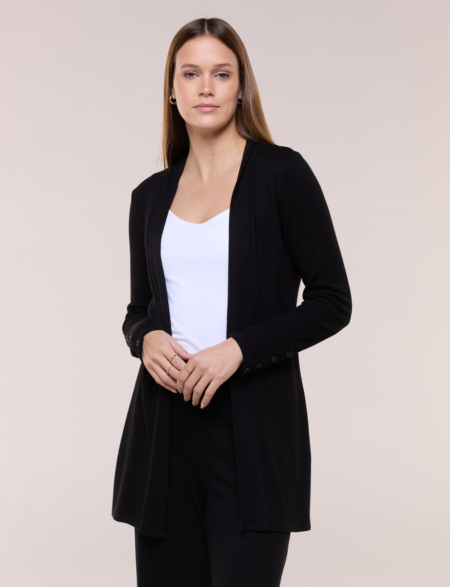 Cardigan Abierto Con Textura - Negro 