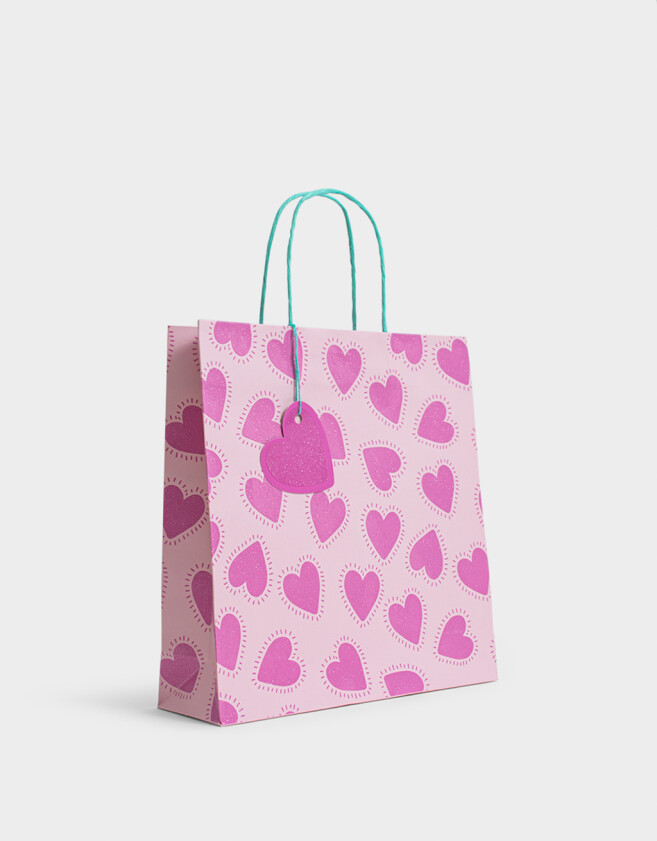 Accesorios Regalos Glitter Bolsa De Regalo M Estampada - Rosa Claro