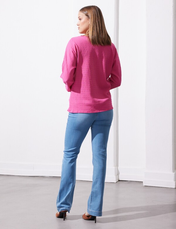 Blusa Ribs Nudo FUCSIA