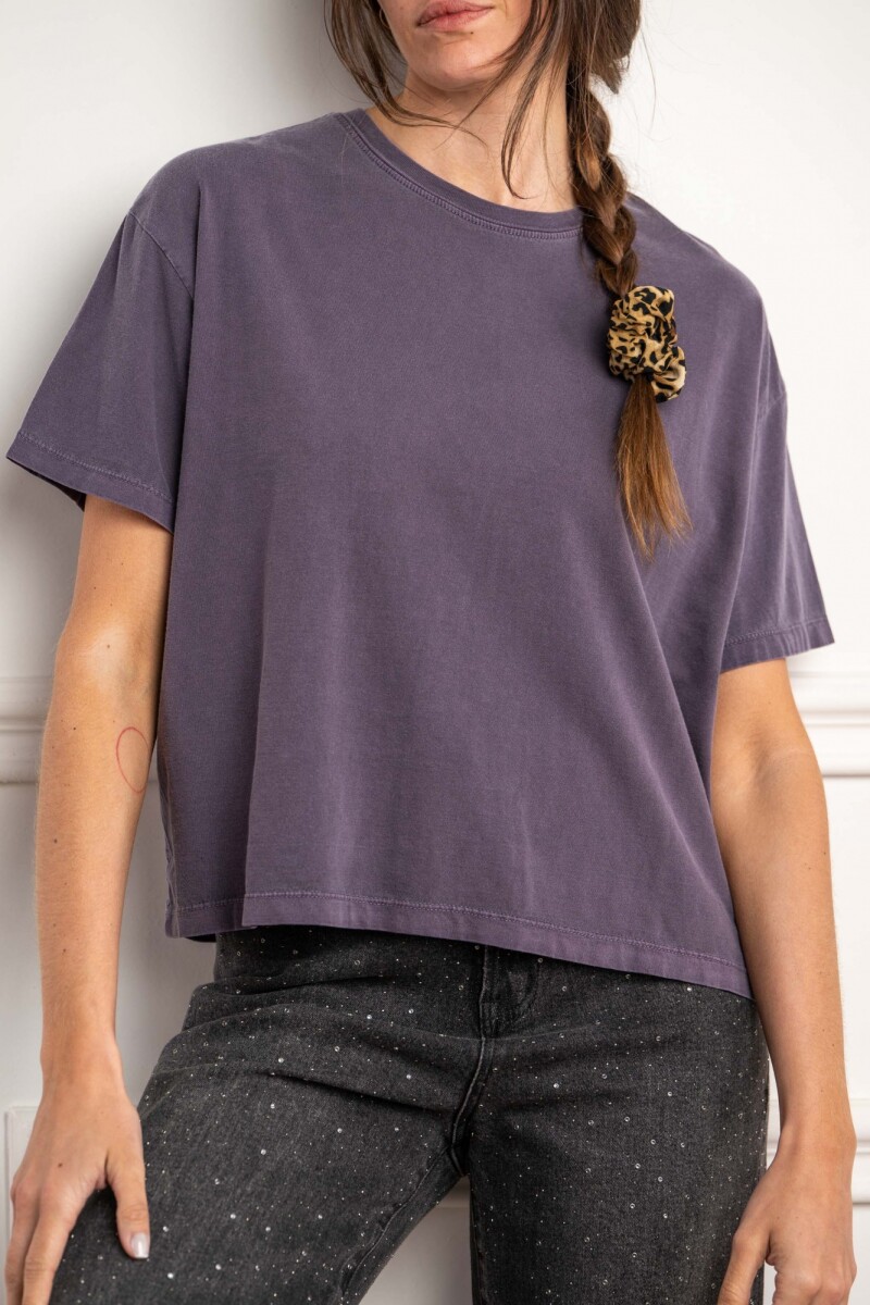 Remera Algodon Lavado Berenjena