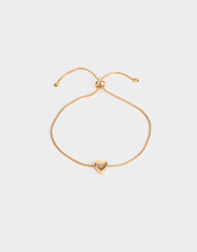 Pulseras Flexibles Bañada en Oro Pulsera Con Corazón Bañada En Oro - Dorado