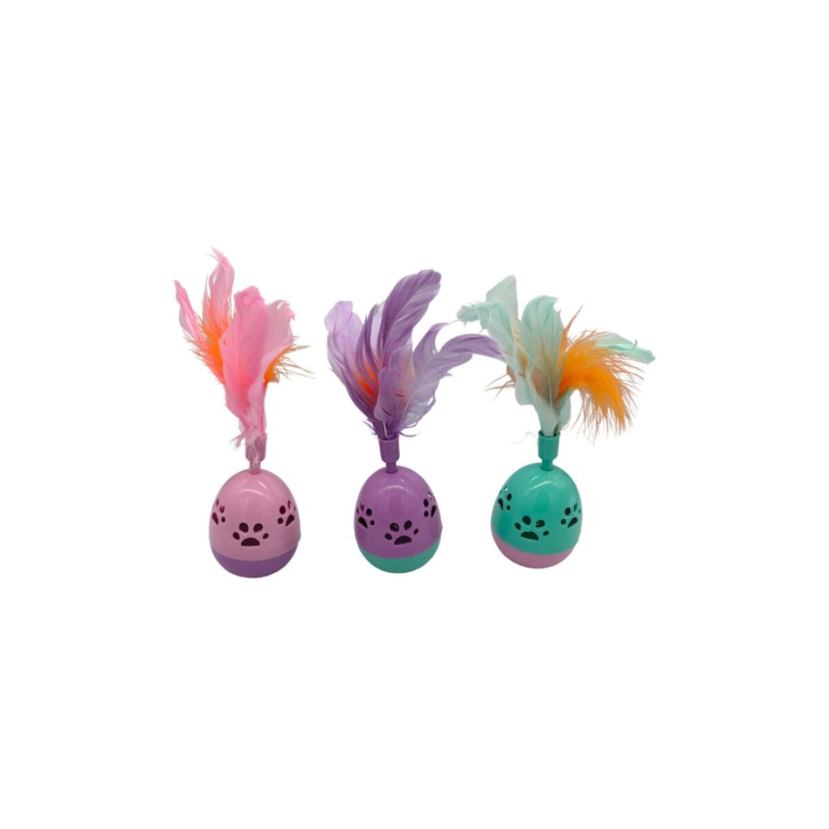 JUEGUETE PARA MASCOTA CON PLUMAS - MULTICOLOR 
