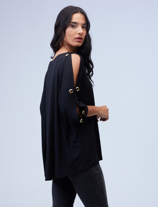 Blusa Oversize Manga Aros NEGRO