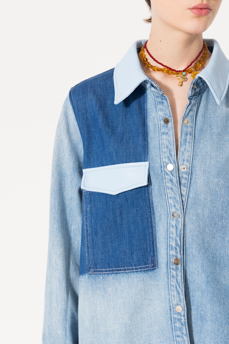 CAMISA PATCH Celeste