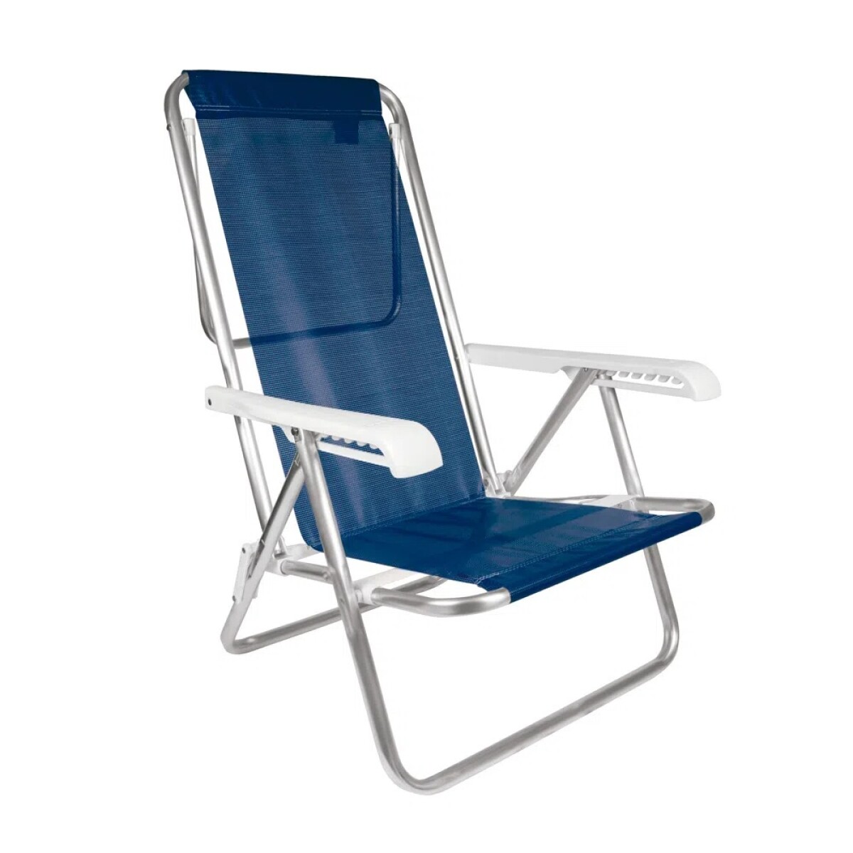 Reposera Silla Reclinable 8 Posiciones Aluminio Mor Azul