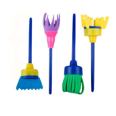 Set Arte Sellos 66 Pcs + Esponja + Pinceles P/niños Esc007007