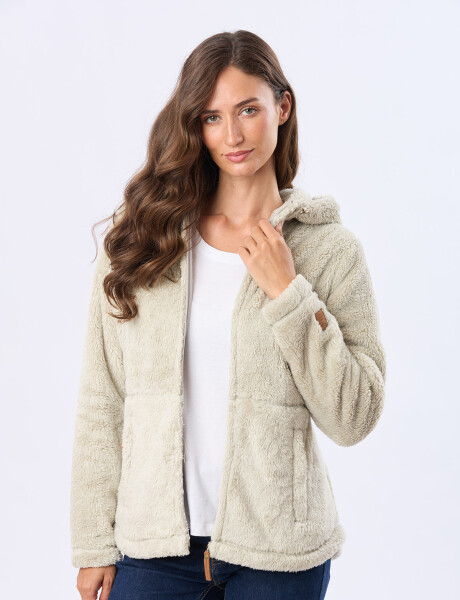 CAMPERA CON CAPUCHA SHERPA Gris