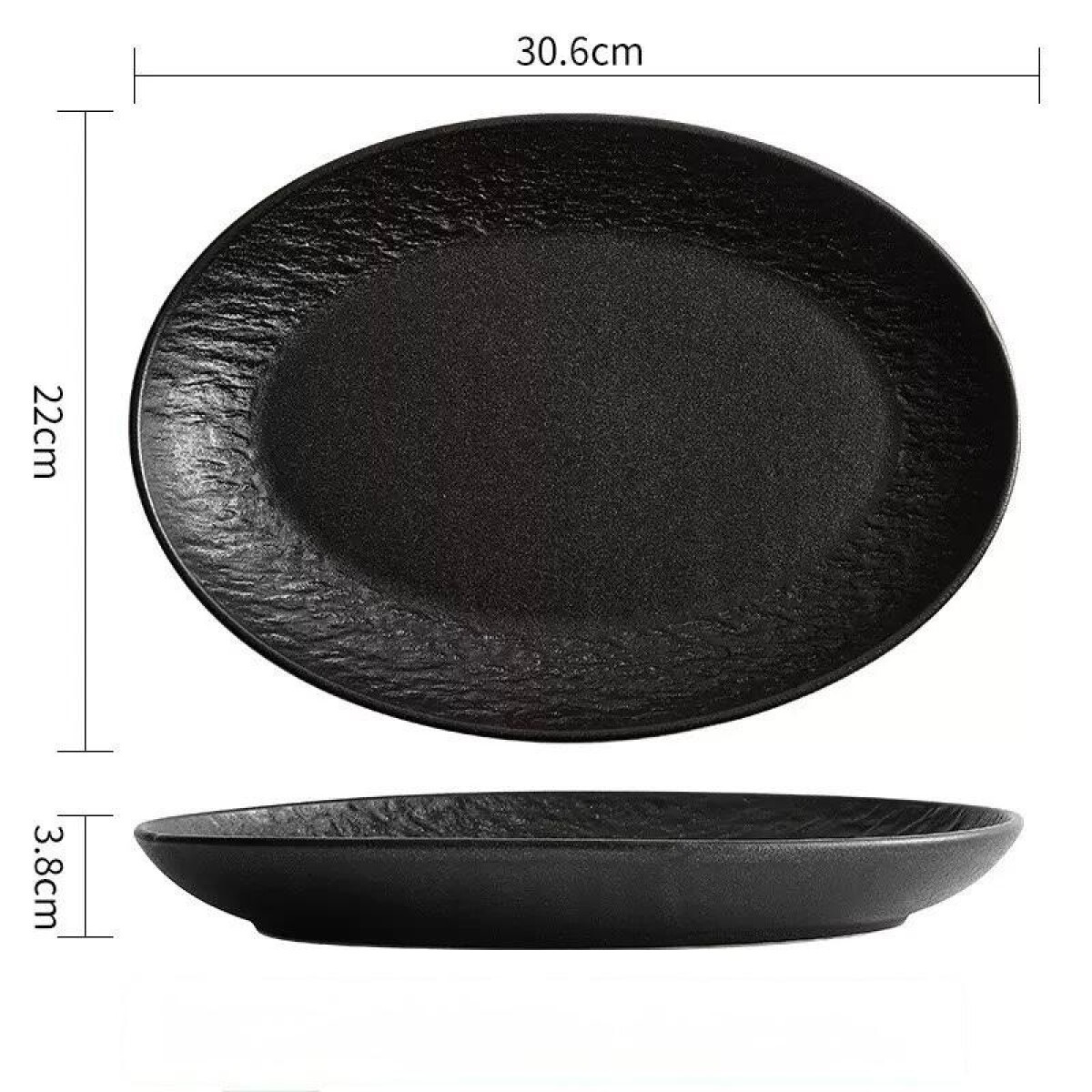 Fuente Cerámica Negra - Línea Black Stone – 30.6x22x3.8 cm 
