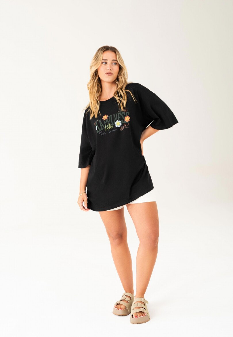 Remera Happiness Negro