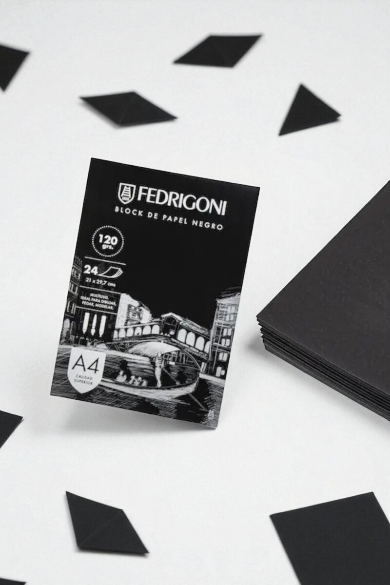 Block c/24 h. Papel negro fedrigoni a4 - 120grs. 