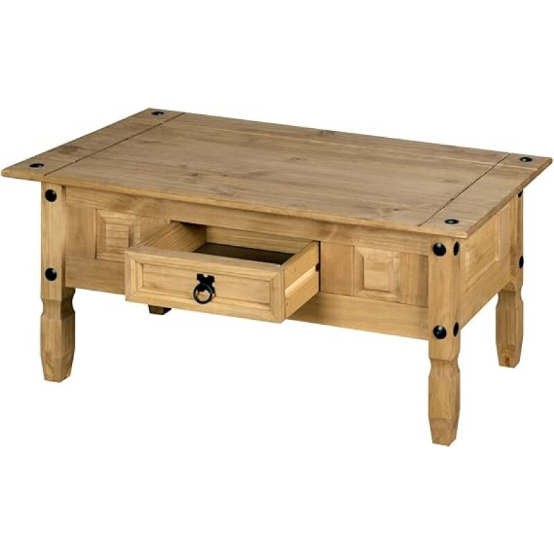 Mesa de centro ESTILO MEXICANO 1 cajón Color CERA NATURAL Mesa de centro ESTILO MEXICANO 1 cajón Color CERA NATURAL