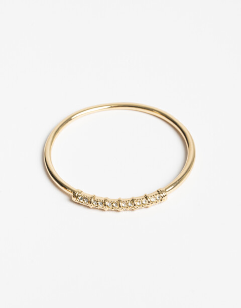 Pulseras Rígidas Strass Pulsera Rígida Con Strass Bañada En Oro - Dorado