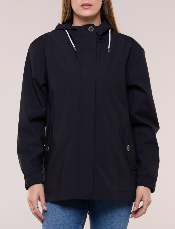 Gabardina Con Capucha Impermeable NEGRO