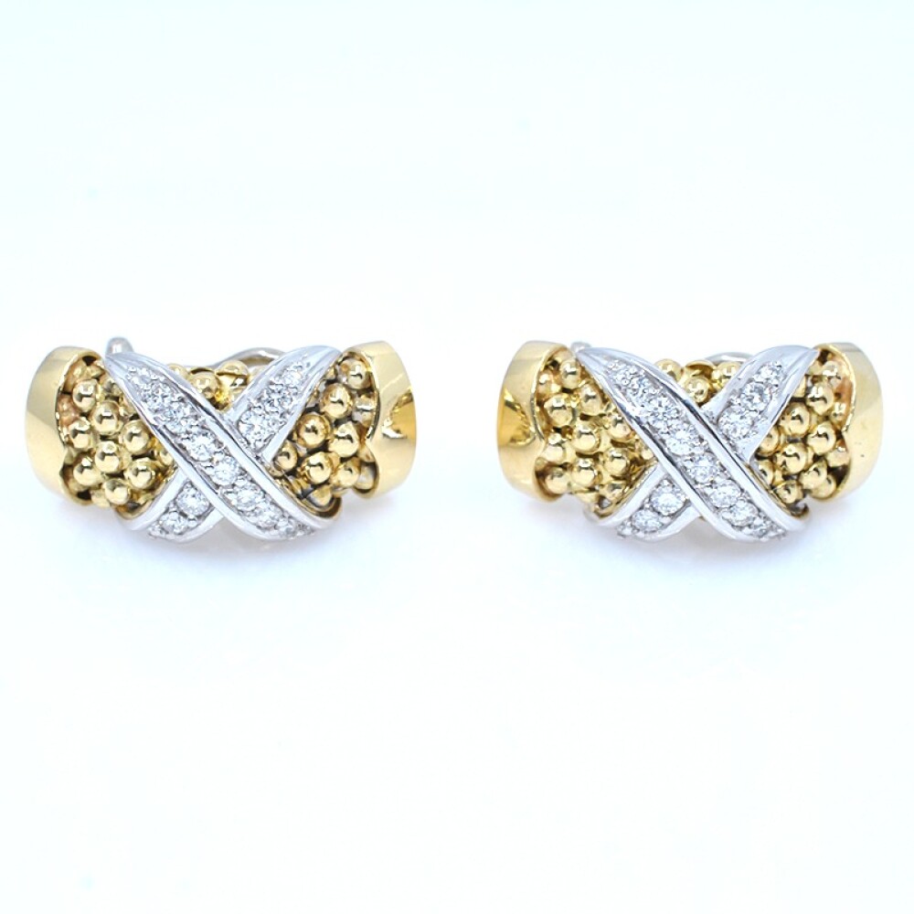 Caravanas clips combinadas en oro 18k con brillantes Caravanas clips combinadas en oro 18k con brillantes