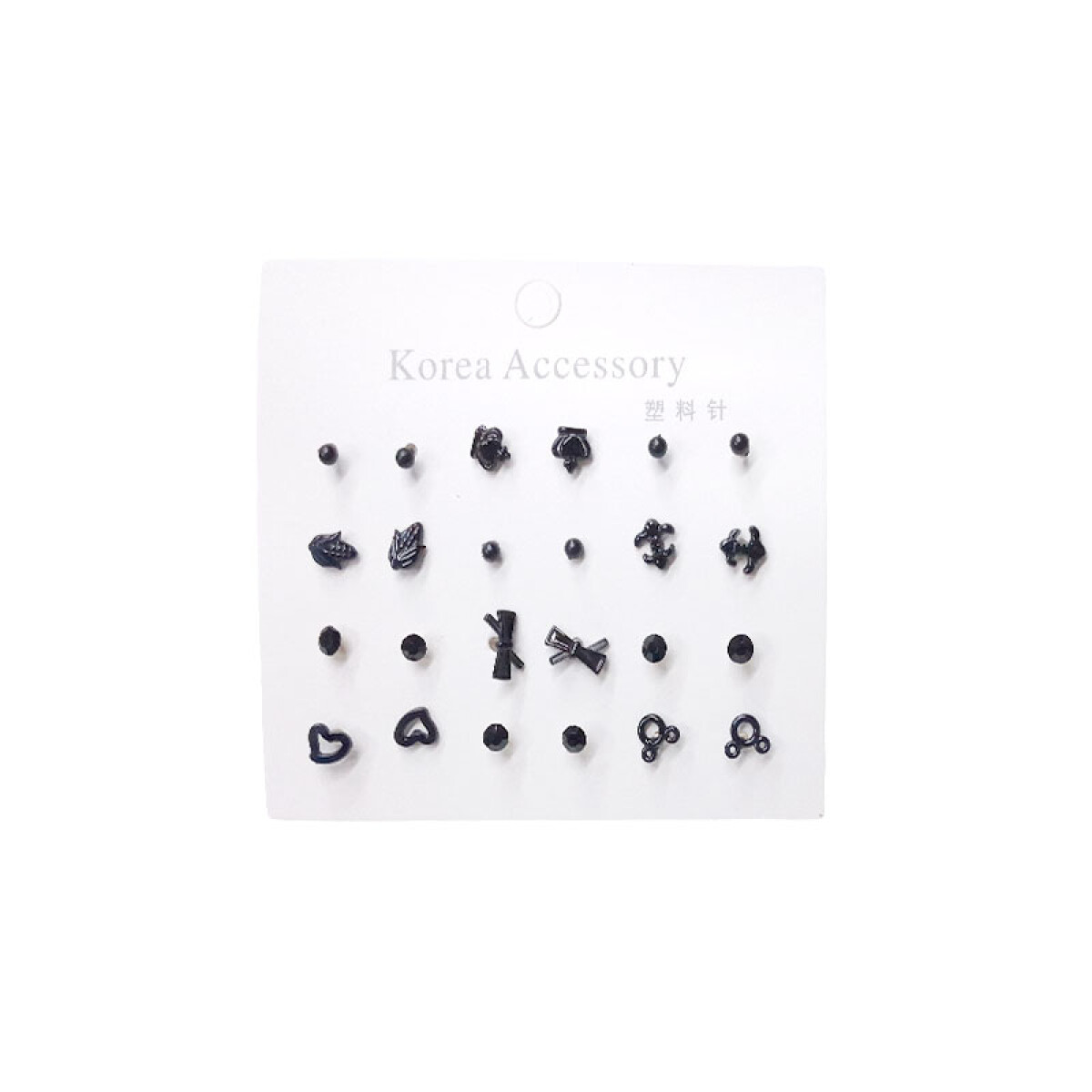 Caravanas hipoalergénicas negras x12 pares - Caravanas Hipoalergénicas Negras X12 Pares 