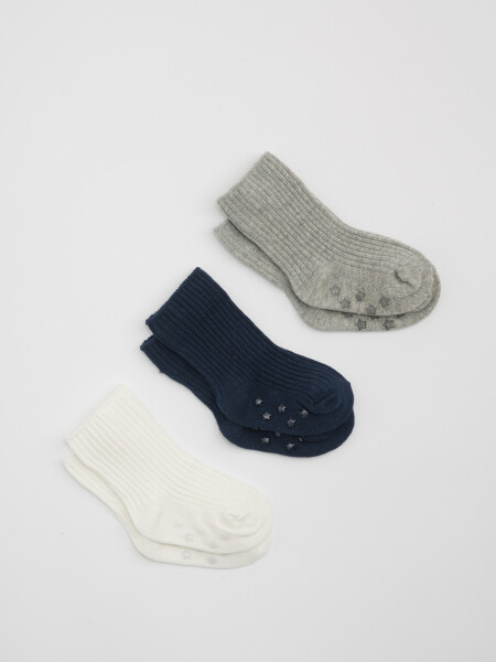 Pack x3 medias estampa Gris, Azul Y Blanco