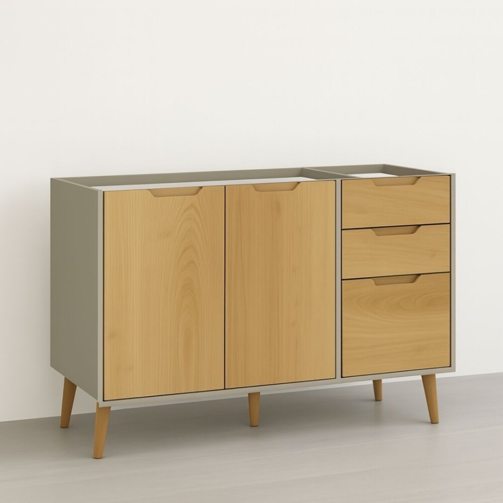 BAJO MESADA LINEA WOOD GRIS