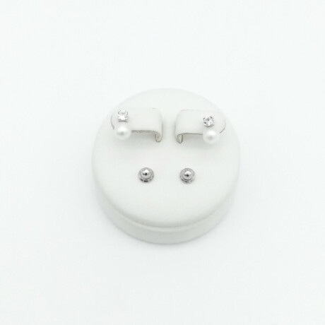 Par de caravanas de Plata 925 Circonia y Perla de Río