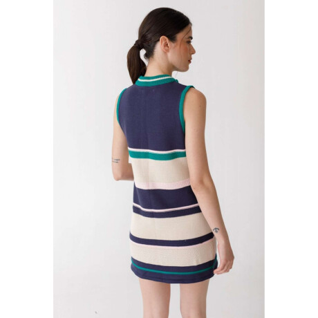 Vestido Zip Knit Azul Y Verde