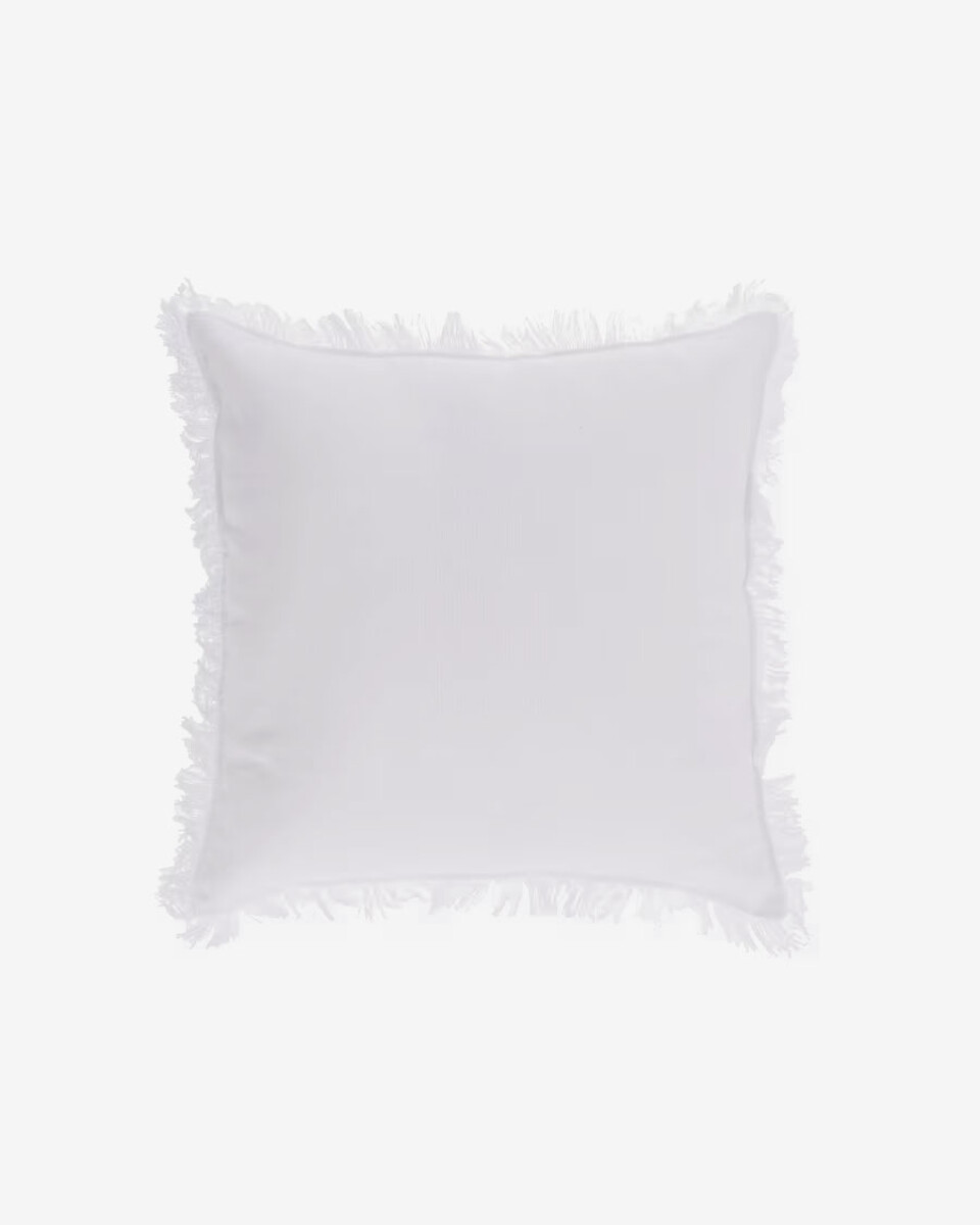Almohadón Almira algodón y lino flecos beige 45 x 45 cm - blanco 45 x 45 cm 