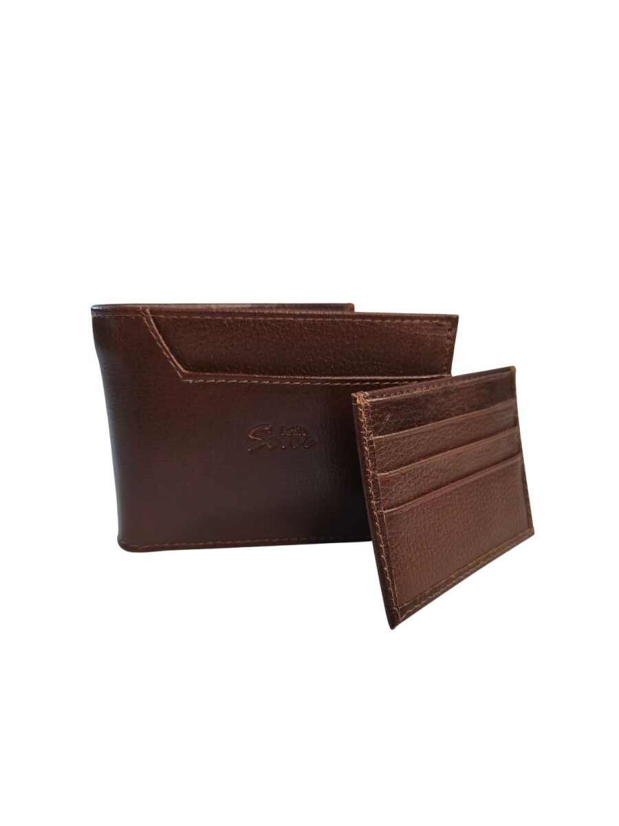 Billetera - Cuero Genuino con Tarjetero Extraíble - Marrón 