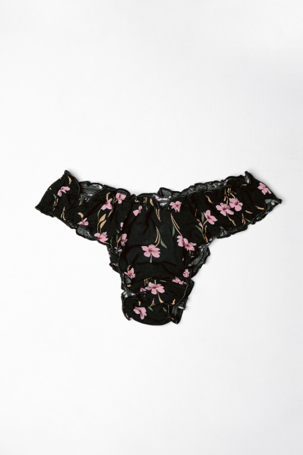 Pantie Cata [B40] Flores Negro & Rosa