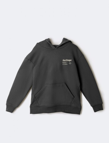 BUZO INFANTIL ESTAMPADO CON CAPUCHA GRIS