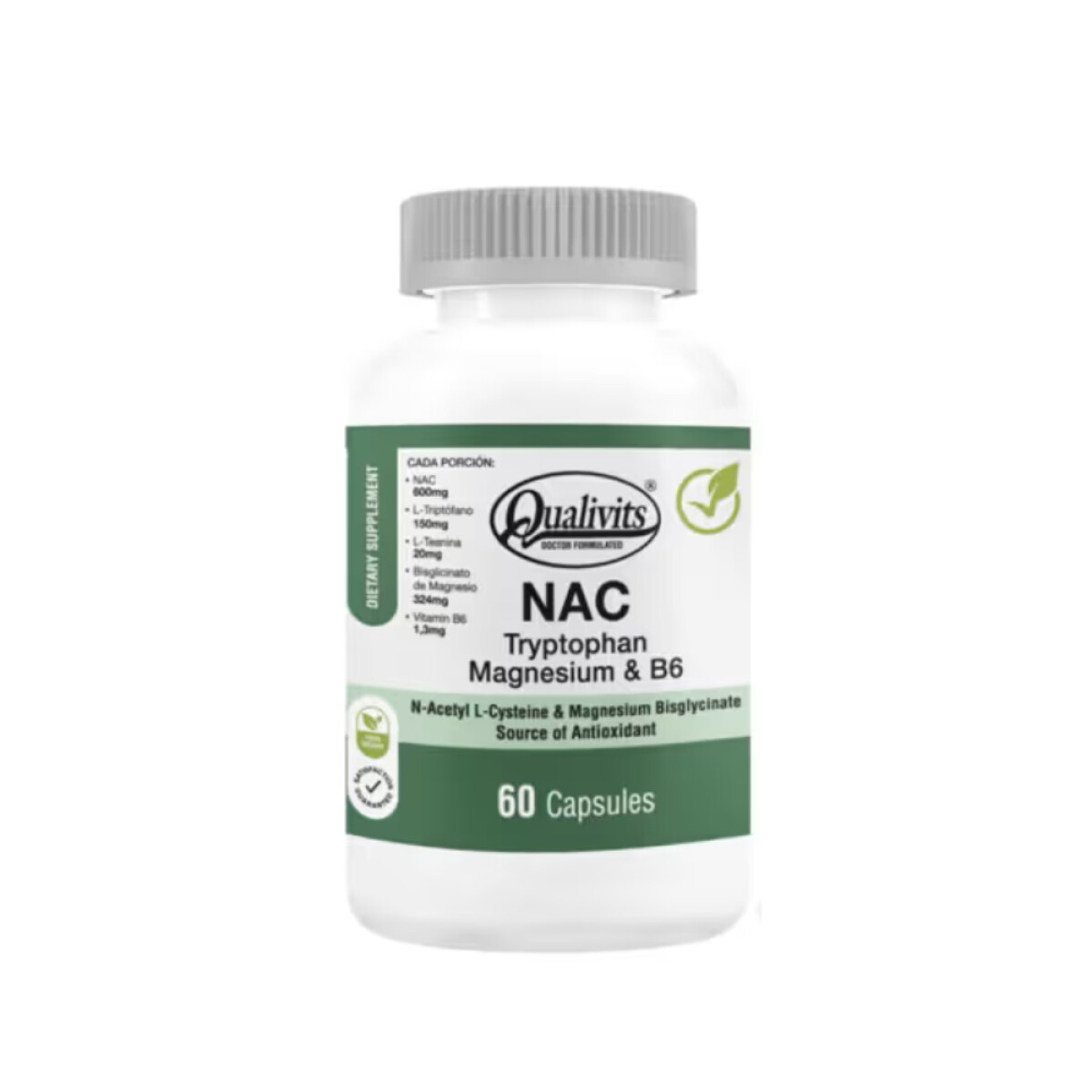 NAC Qualivits Tryptophan Magnesium B6 60 Cápsulas 
