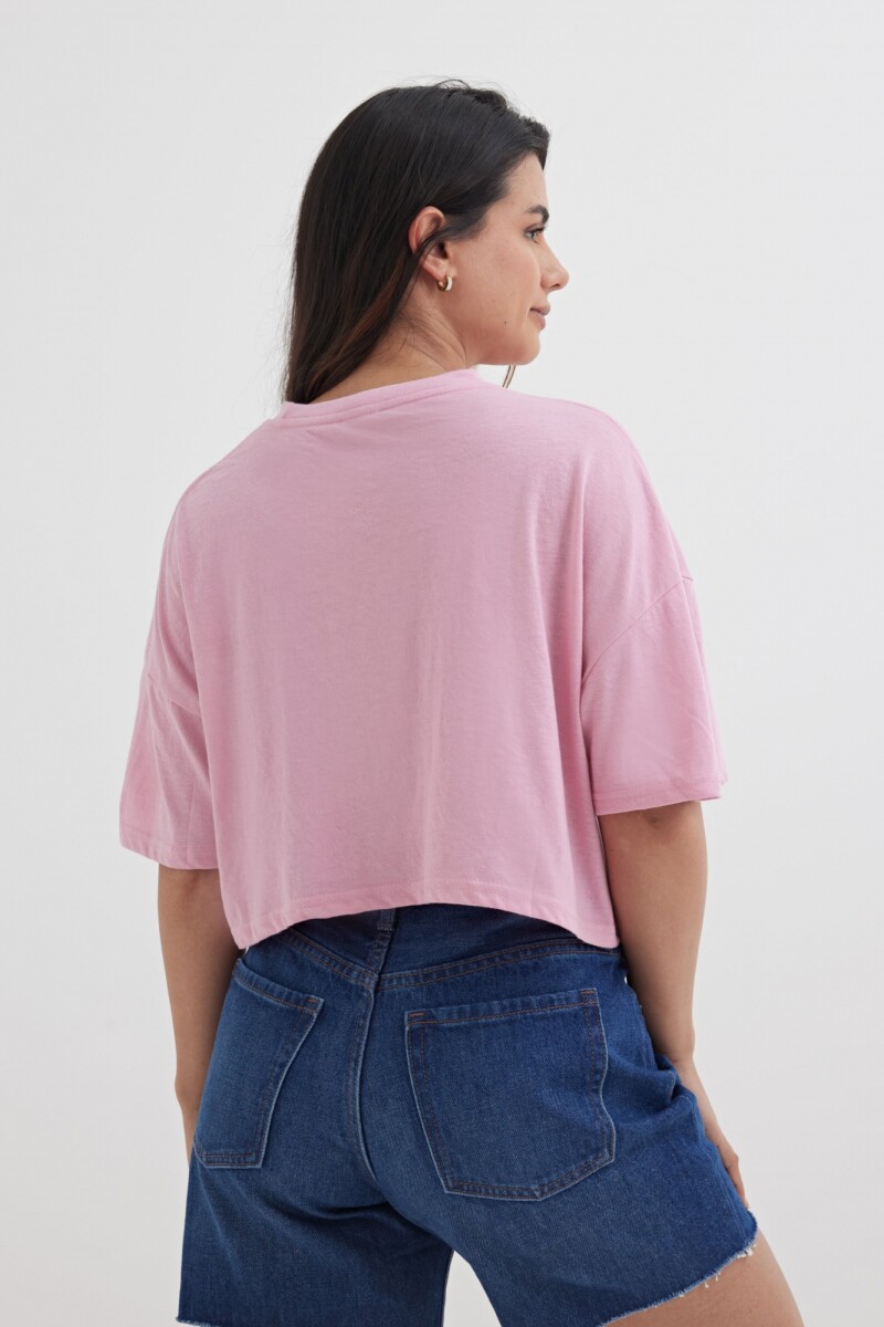 Remera oversized cropped Rosa Palido