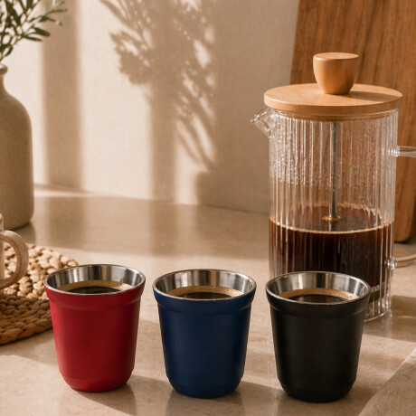 Taza pocillo de acero doble pared - 160ml Rojo