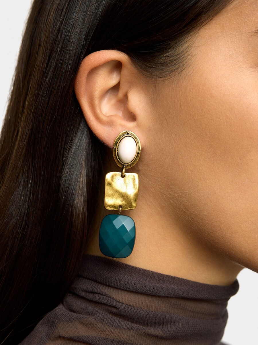 Pendientes Largos Geométricos verde