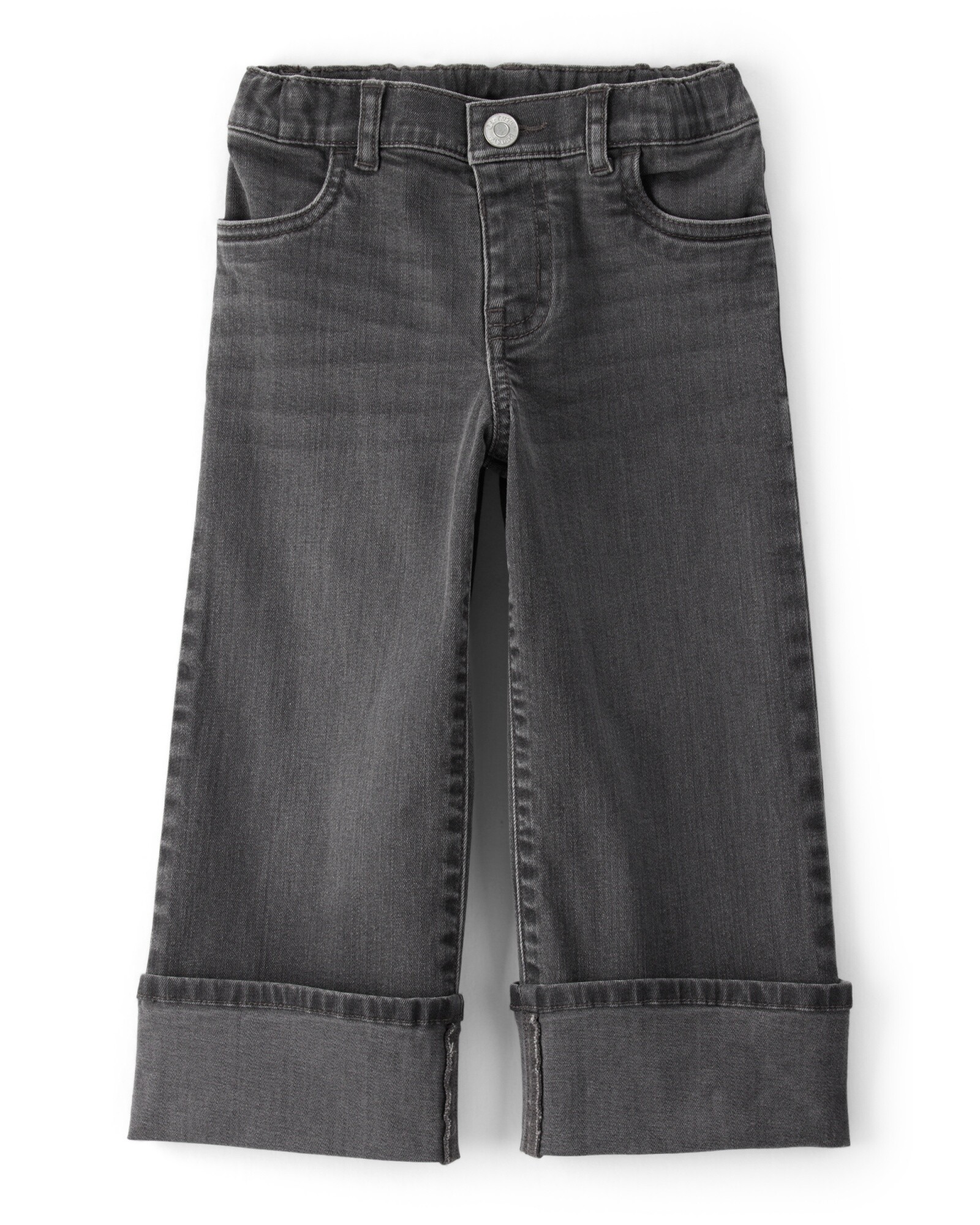 Pantalón jean de pierna ancha y dobladillo Sin color