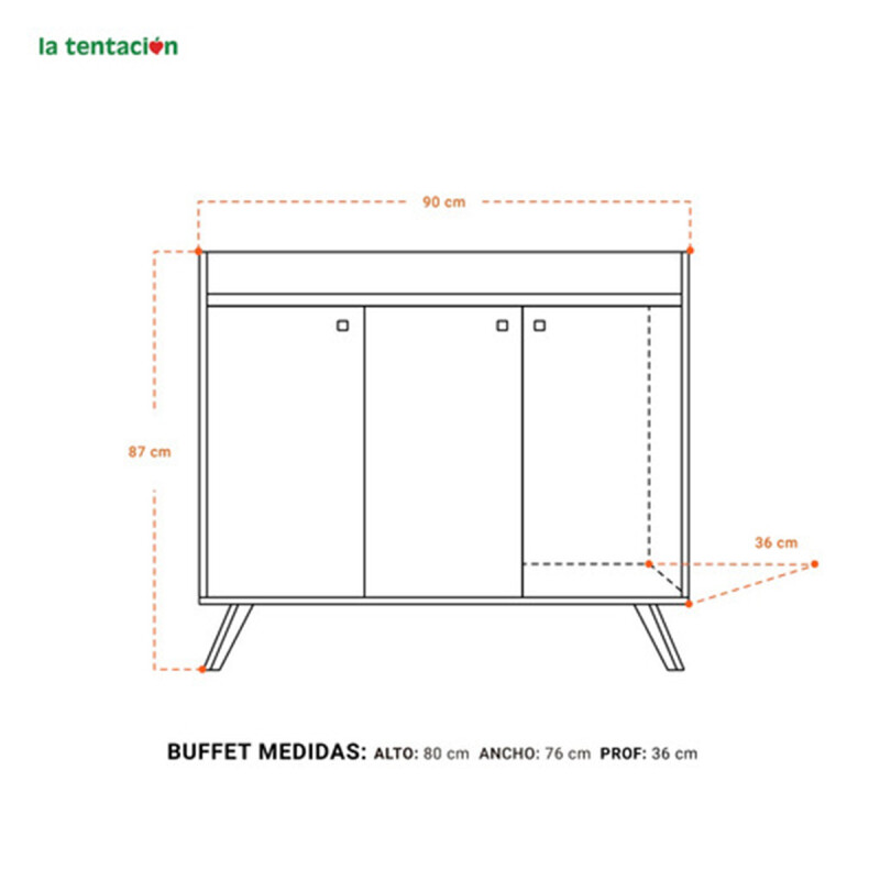 Aparador Bargueño Buffet Living 3p Premium® 15mm Negro Aparador Bargueño Buffet Living 3p Premium® 15mm Negro