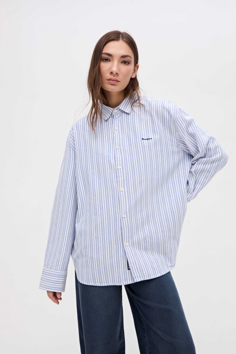 Camisa Cher - Rayas celeste 