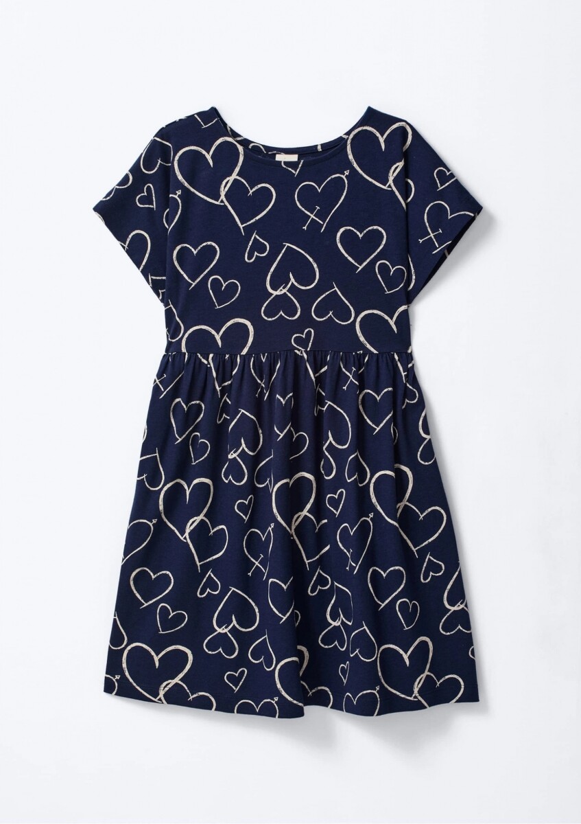 VESTIDO CORTO CON ESTAMPADO - AZUL 