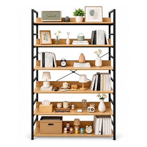 Estantería Multiuso Movi Mdf Y Metal 6 Estantes Esh0046 ESTANTERIA MOVI MADERA HIERRO ESH0046